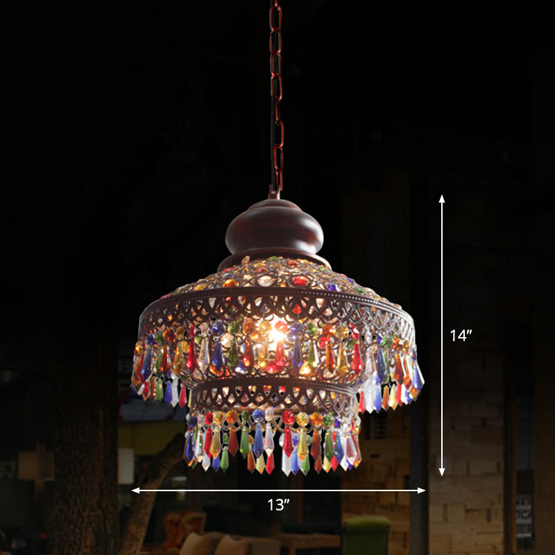 Lumo a sospensione cristallina color ombreggiato Light Boemian Restaurant Light Segret in rame