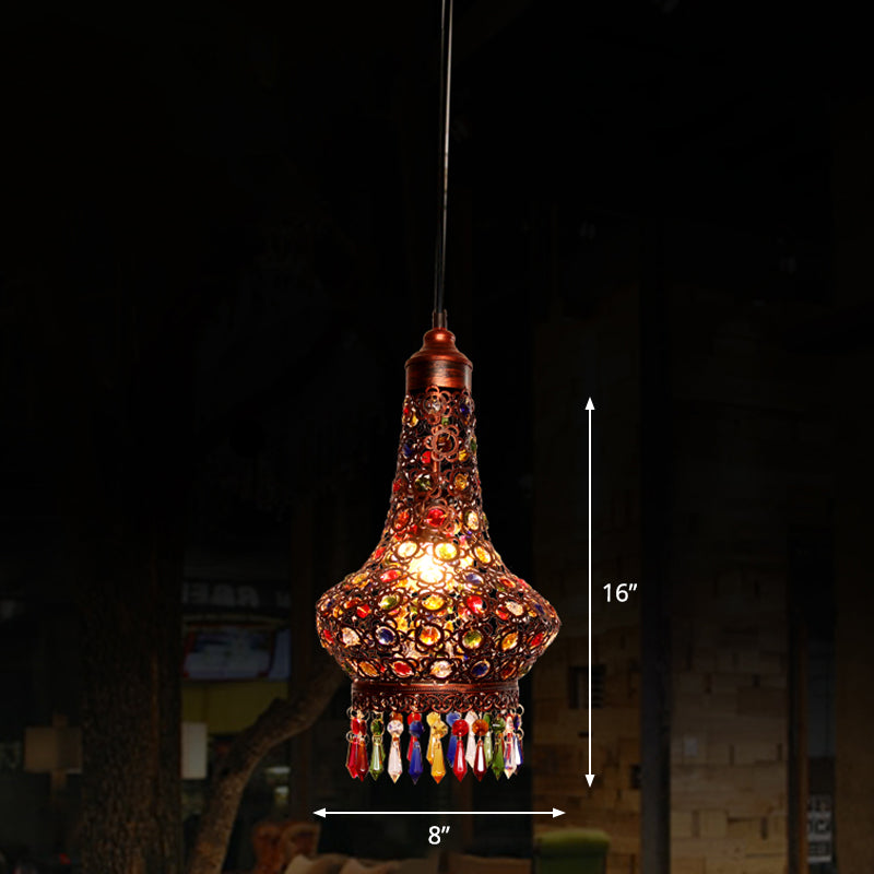 Lumo a sospensione cristallina color ombreggiato Light Boemian Restaurant Light Segret in rame