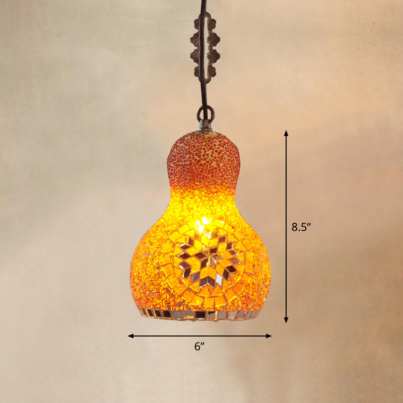 Traditional Pear Suspension Lighting 1-Light Stained Glass Pendant Ceiling Light for Restaurant