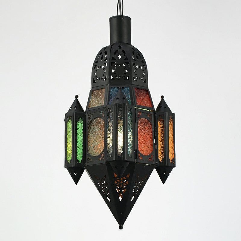 Single Suspension Light Antique Shaded Metallic Pendant Light Fixture in Black for Cafe