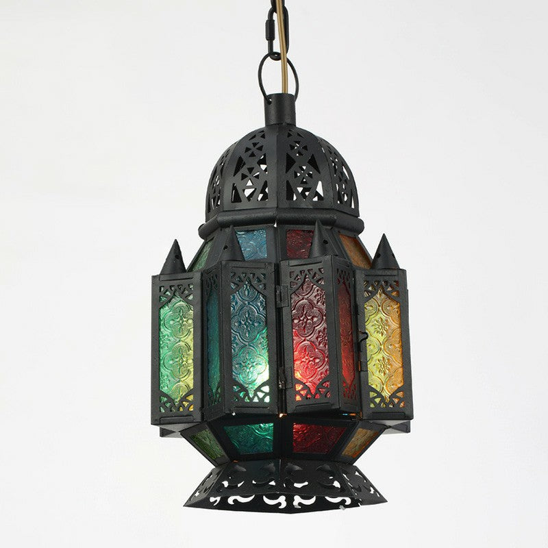 Single Suspension Light Antique Shaded Metallic Pendant Light Fixture in Black for Cafe