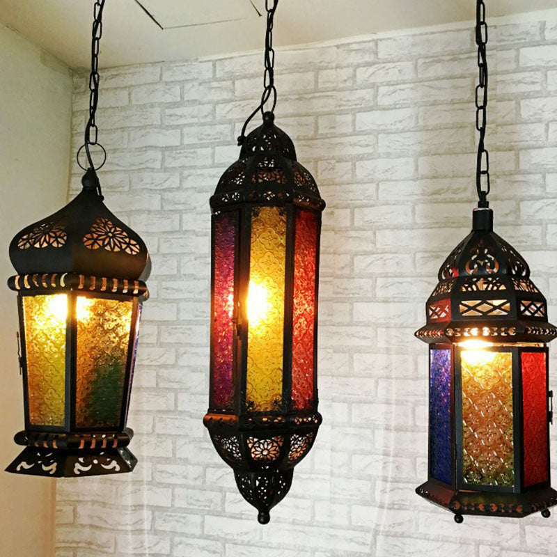 Retro-stijl huisvormige metalen plafondverlichting met één bulb in zwart voor restaurant