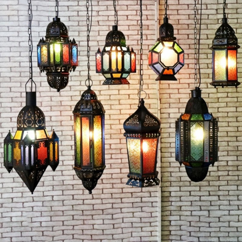 Retro-stijl huisvormige metalen plafondverlichting met één bulb in zwart voor restaurant