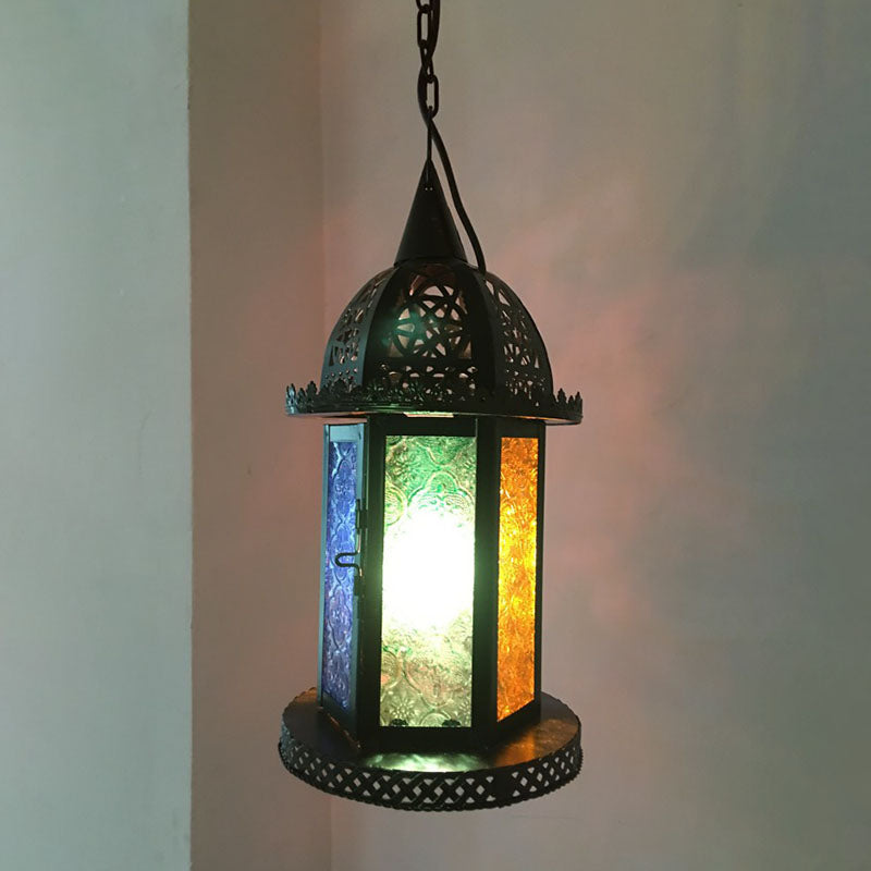 Retro-stijl huisvormige metalen plafondverlichting met één bulb in zwart voor restaurant