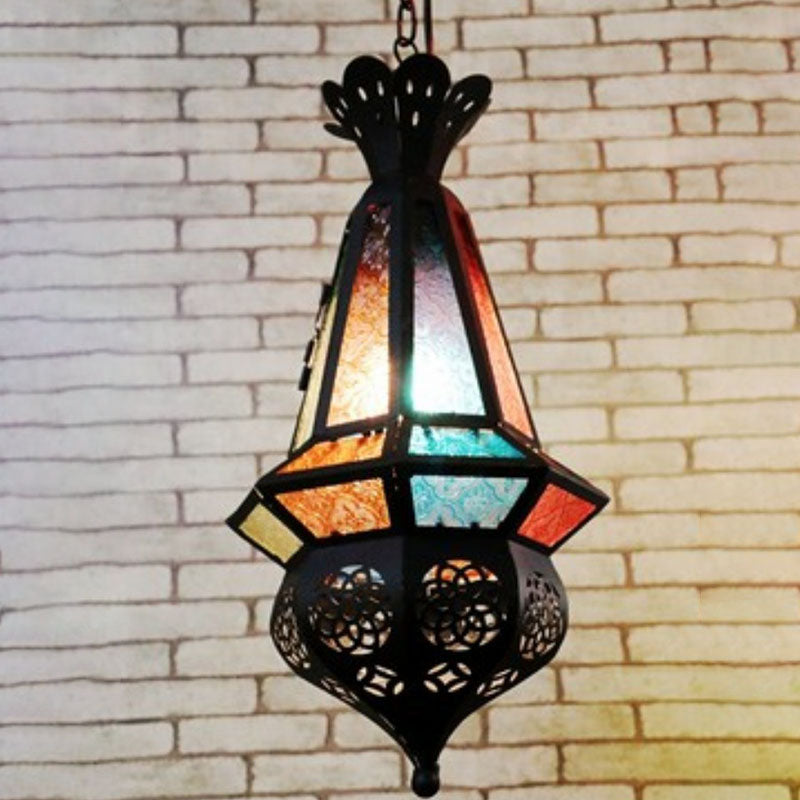 Retro-stijl huisvormige metalen plafondverlichting met één bulb in zwart voor restaurant