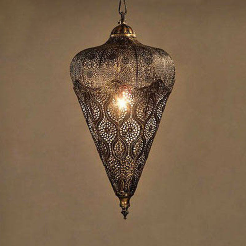 Iron Hollow Out Light Classic Classic Bulb Restaurant colgante Light in Bronze