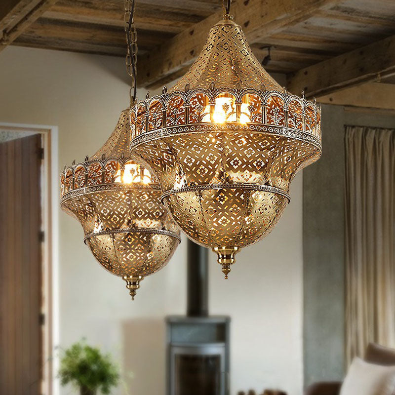 Corridor Pendant Light Arabian Arabian Metallic 1 Light Gold Suspension Lightture