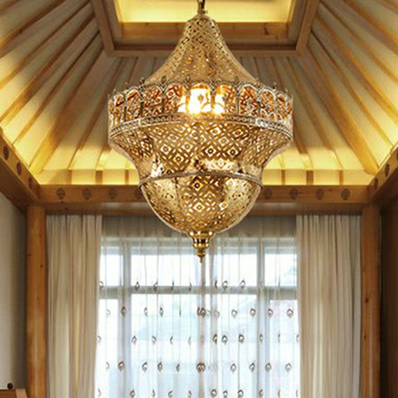 Ausschnittener Korridor anheigender Licht Araber Metallic 1-Licht Gold-Federleuchte