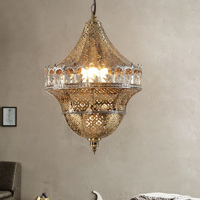 Corridor Pendant Light Arabian Arabian Metallic 1 Light Gold Suspension Lightture