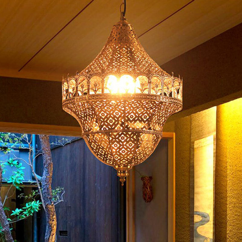 Corridor Pendant Light Arabian Arabian Metallic 1 Light Gold Suspension Lightture