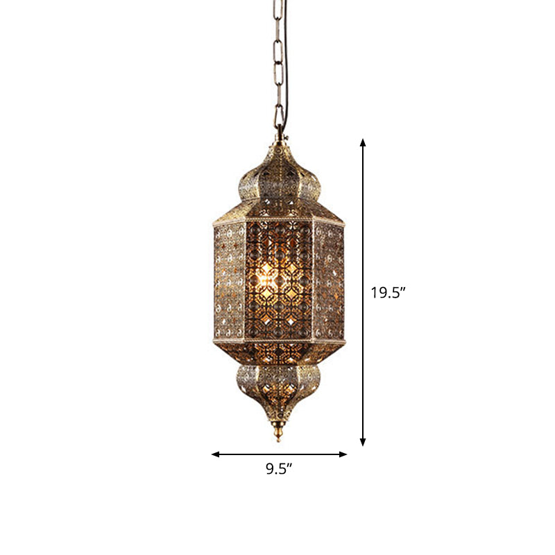 South-east Asia Cut-out Hanging Lamp 2 Heads Iron Ceiling Lighting in Bronze for Restaurant