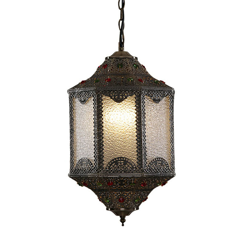 3 koppen hanglamp vintage gesneden lantaarn metallic suspensie verlichtingsarmatuur in brons