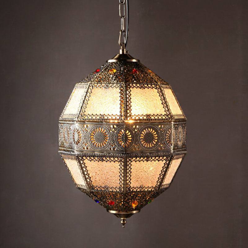 Traditionele Hollow-Out Suspension Light 3 Bollen restaurant Hanglamp in brons