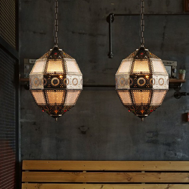 Traditionele Hollow-Out Suspension Light 3 Bollen restaurant Hanglamp in brons