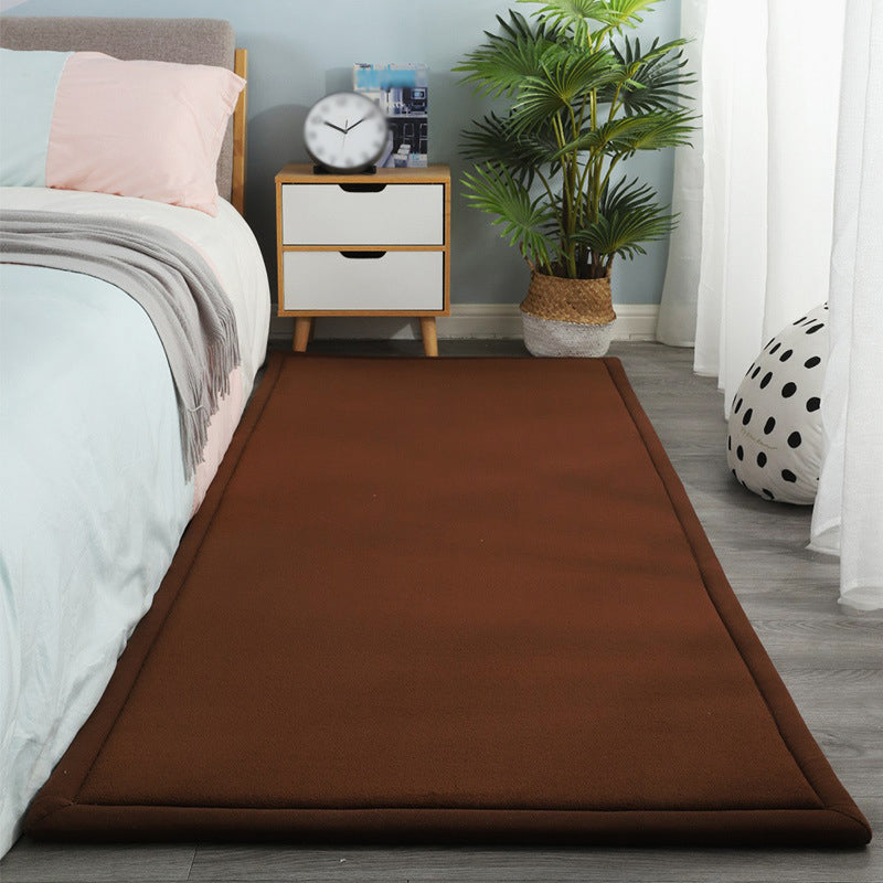 Contemporary Bedroom Rug Multi Color Solid Area Carpet Polyster Pet Friendly Anti-Slip Backing Rug