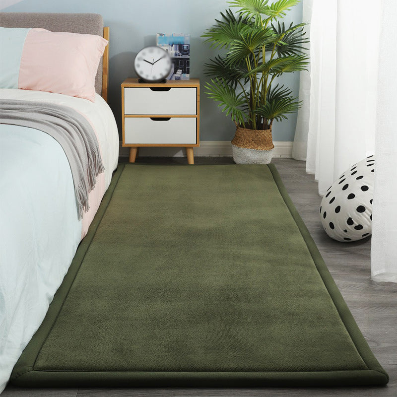 Contemporary Bedroom Rug Multi Color Solid Area Carpet Polyster Pet Friendly Anti-Slip Backing Rug