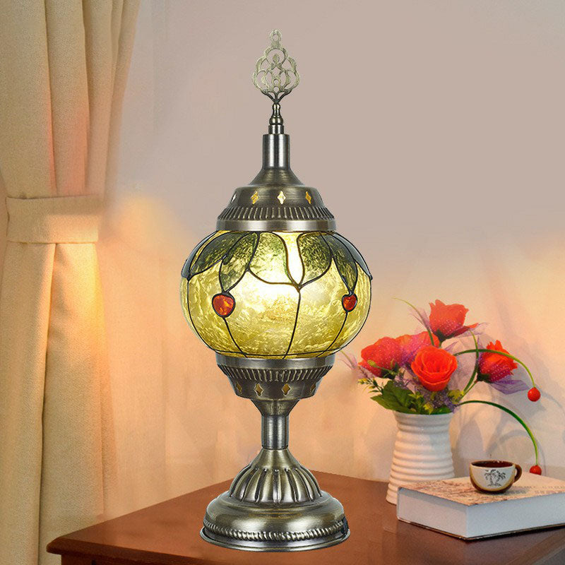 Urn Shaped Iron Nightstand Lamp Turkish 1-Light Study Room Table Lighting in Bronze