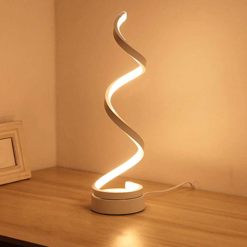 Spiral Shaped Nightstand Lamp Contemporary Acrylic Living Room LED Table Lighting