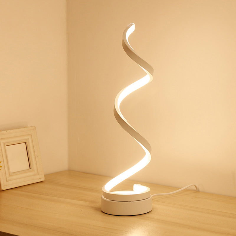 Spiral Shaped Nightstand Lamp Contemporary Acrylic Living Room LED Table Lighting