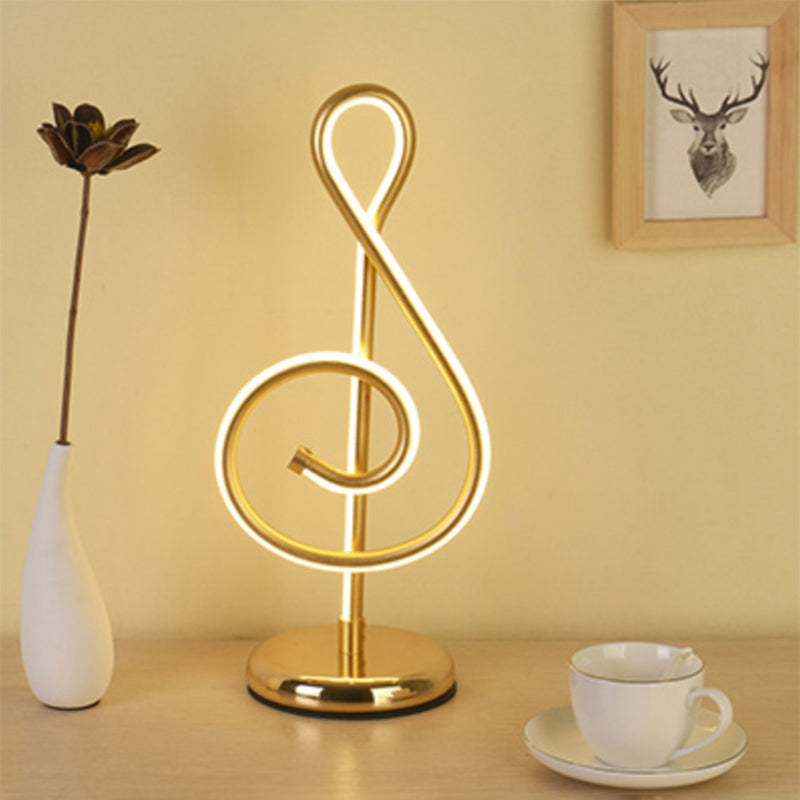 Simplicity Style Curve Shaped LED Table Lighting Metallic Living Room Nightstand Light