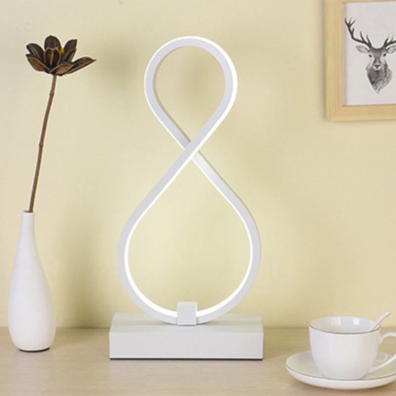 Simplicity Style Curve Shaped LED Table Lighting Metallic Living Room Nightstand Light