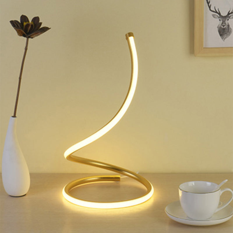 Simplicity Style Curve Shaped LED Table Lighting Metallic Living Room Nightstand Light