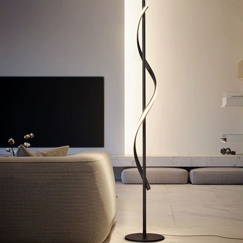 Post-Modern Spiral Floor Light Acrylic Living Room LED Standing Lamp in Dark Coffee