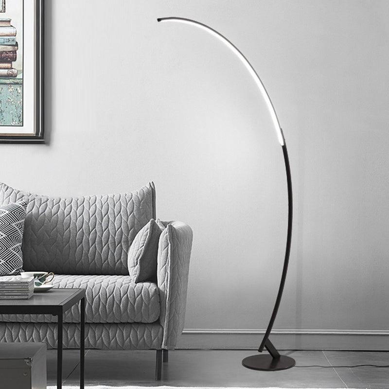 Arched LED Floor Lamp Contemporary Metallic Living Room Standing Lighting in Coffee