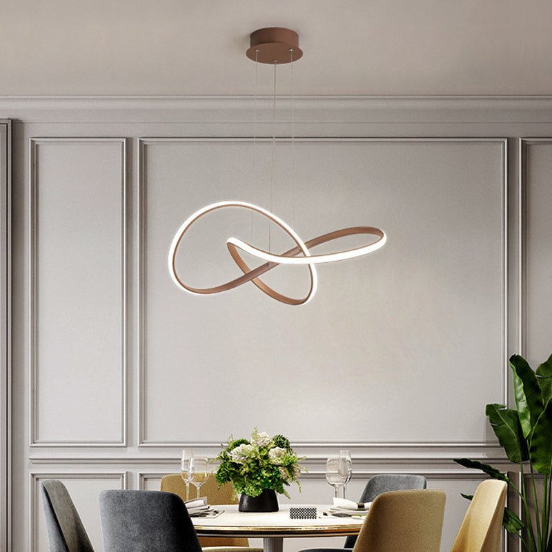 Courbe sans couture lustre pendentif lumineuse contemporaine du restaurant métallique LED Hanging Light in Gold