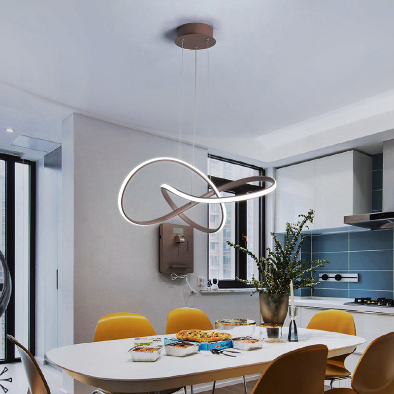 Courbe sans couture lustre pendentif lumineuse contemporaine du restaurant métallique LED Hanging Light in Gold