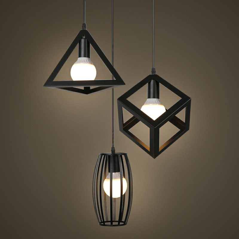 Luce a soffitto a sospensione incorniciata in stile retrò 3 lampadine Multi Lampada Light Pendant Light for Restaurant