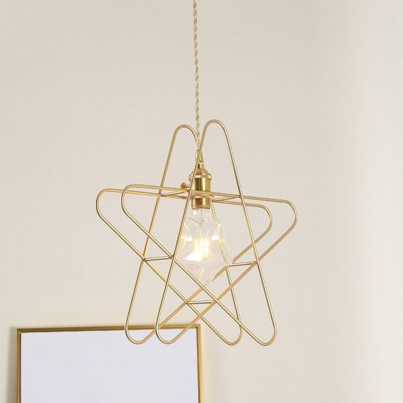 STAR -frame Iron Suspension Lighting Retro Style 1 Head Restaurant Hanglampje Licht in goud