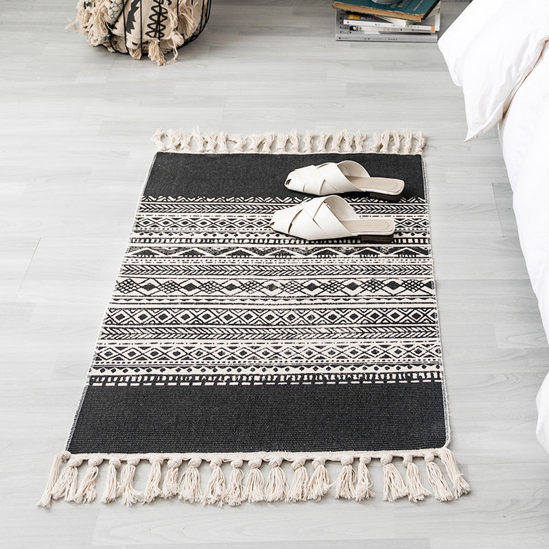 Tapis de chambre à coucher sud-ouest Tapis géométrique multi-couleurs Tapis en polypropylène Tapis lavable avec frange