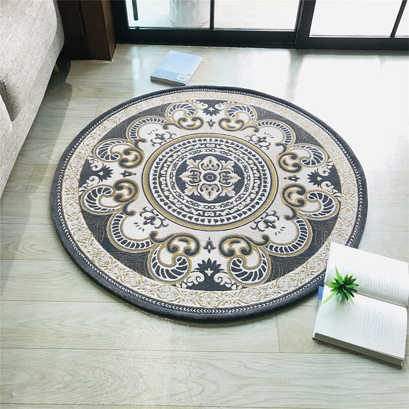 Western Living Room Rug Multi-Color Floral Pattern Area Carpet Polyster Anti-Slip Backing Washable Rug