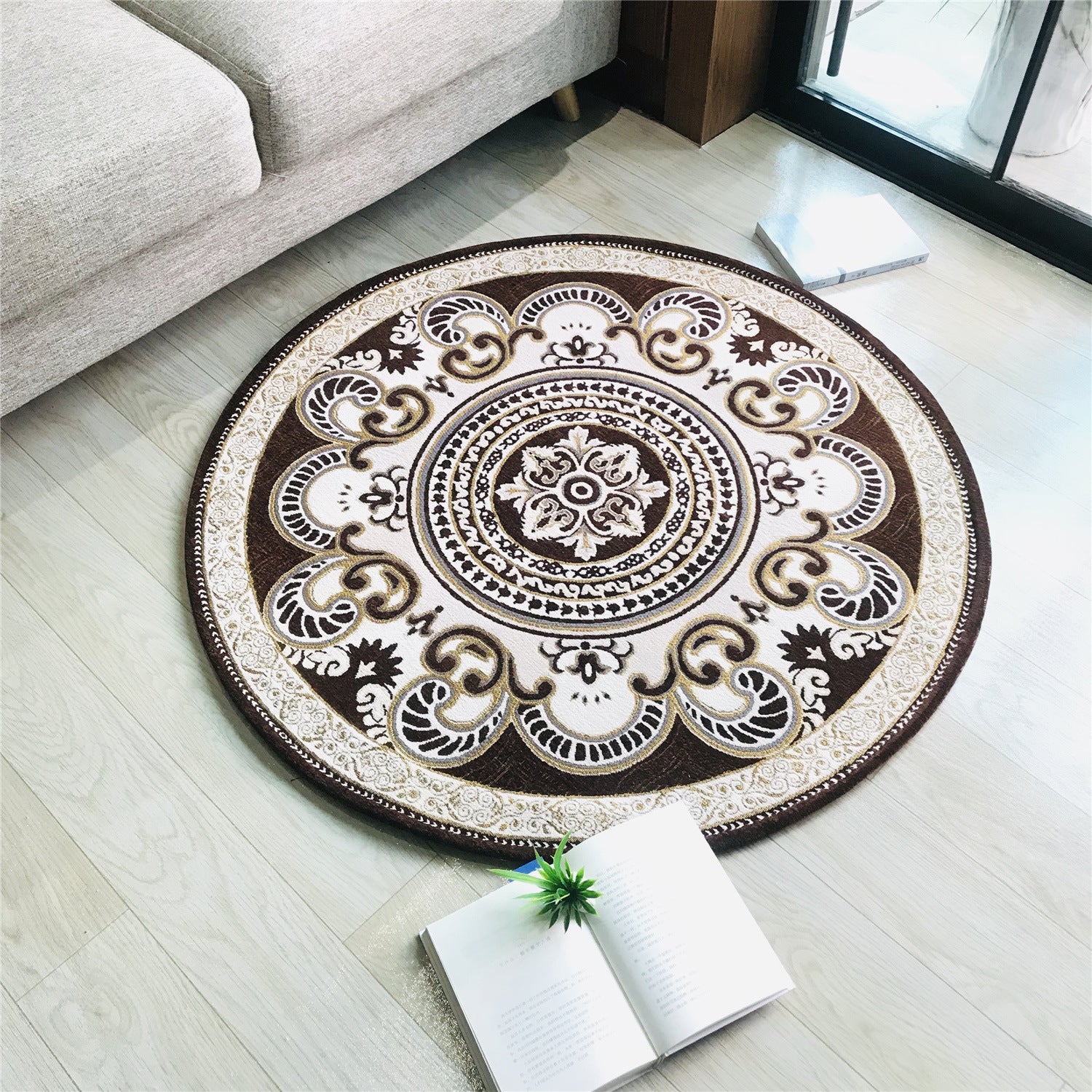 Western Living Room Rug Multi-Color Floral Pattern Area Carpet Polyster Anti-Slip Backing Washable Rug