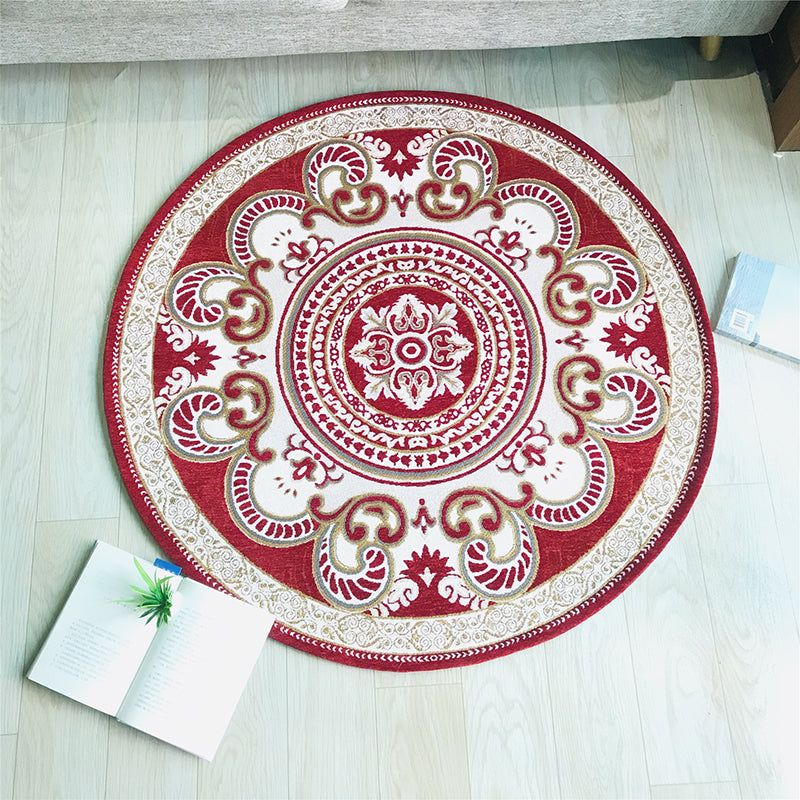 Western Living Room Rug Multi-Color Floral Pattern Area Carpet Polyster Anti-Slip Backing Washable Rug