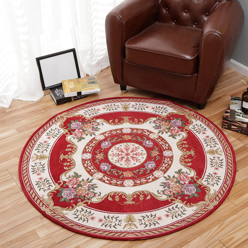 Vintage Multi Color Floral Rug Synthetics Americana Carpet Non-Slip Pet Friendly Indoor Rug for Room