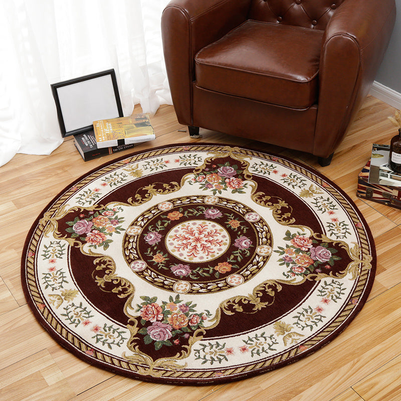 Vintage Multi Color Floral Rug Synthetics Americana Carpet Non-Slip Pet Friendly Indoor Rug for Room