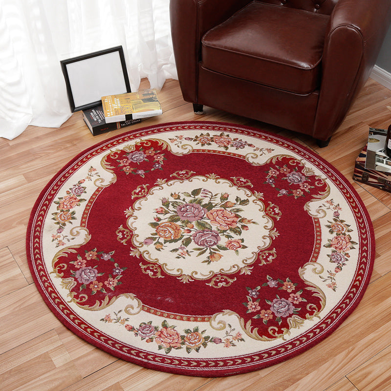 Vintage Multi Color Floral Rug Synthetics Americana Carpet Non-Slip Pet Friendly Indoor Rug for Room