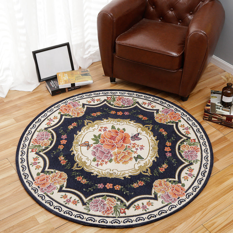 Vintage Multi Color Floral Rug Synthetics Americana Carpet Non-Slip Pet Friendly Indoor Rug for Room