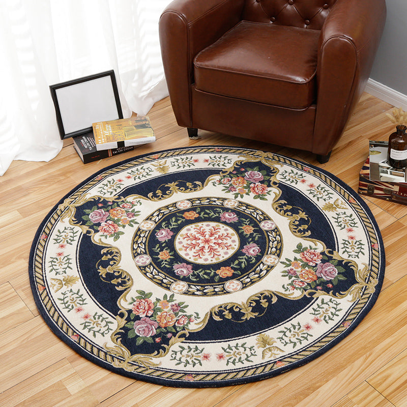 Vintage Multi Color Floral Rug Synthetics Americana Carpet Non-Slip Pet Friendly Indoor Rug for Room