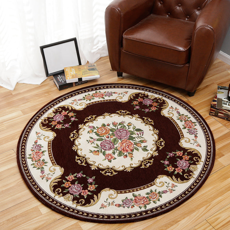 Vintage Multi Color Floral Rug Synthetics Americana Carpet Non-Slip Pet Friendly Indoor Rug for Room