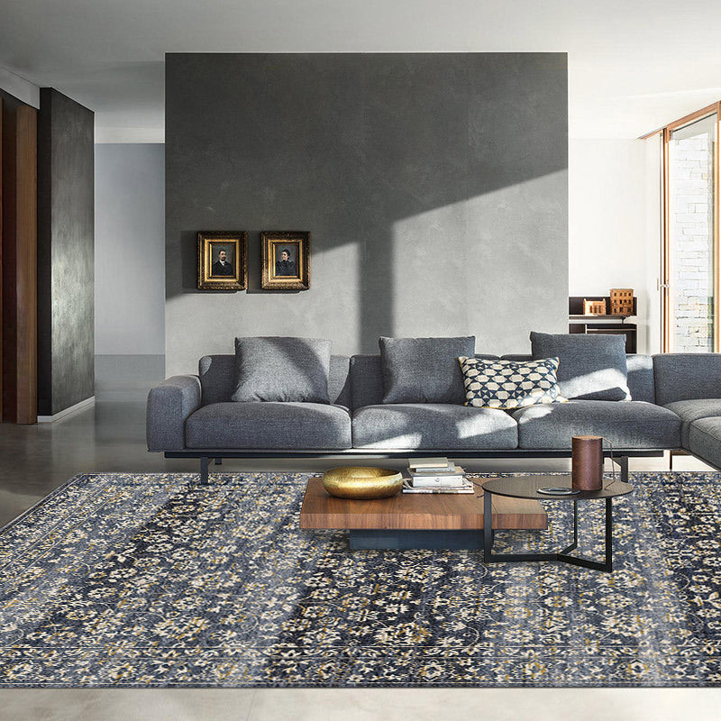 Country Living Room Rug Multi Color Geometric Carpet Polypropylene Non-Slip Backing Machine Washable Rug