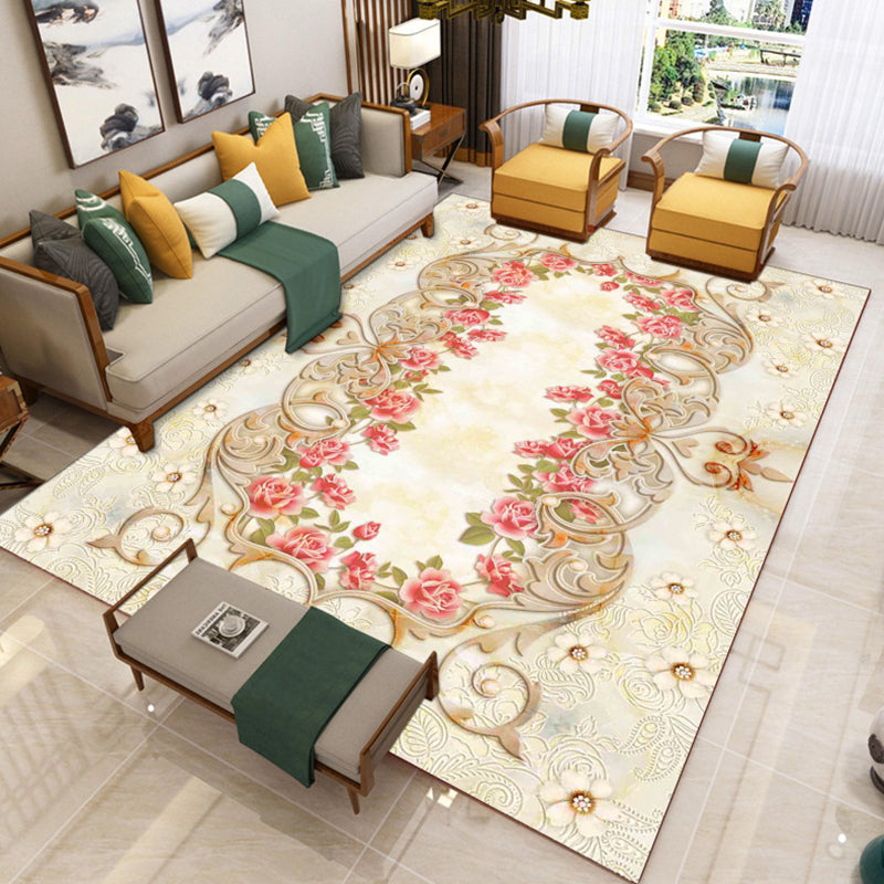 Luxury Southwestern Rug Multicolor Flower Printed Carpet Pet Friendly Easy Care Washable Rug for Parlor