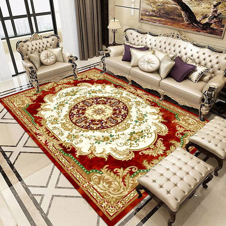 Multicolor Vintage Rug Polypropylene Geometric Area Rug Anti-Slip Backing Washable Carpet for Room