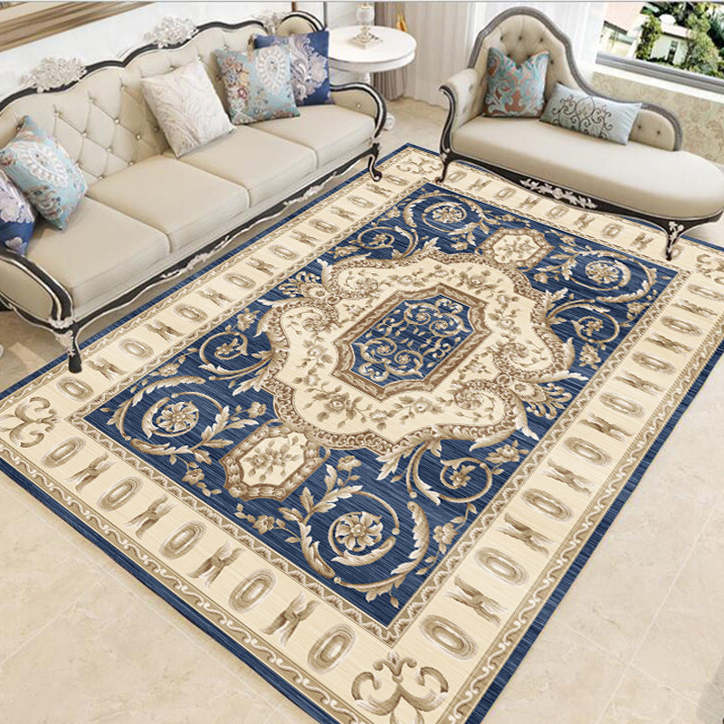 Multicolor Vintage Rug Polypropylene Geometric Area Rug Anti-Slip Backing Washable Carpet for Room