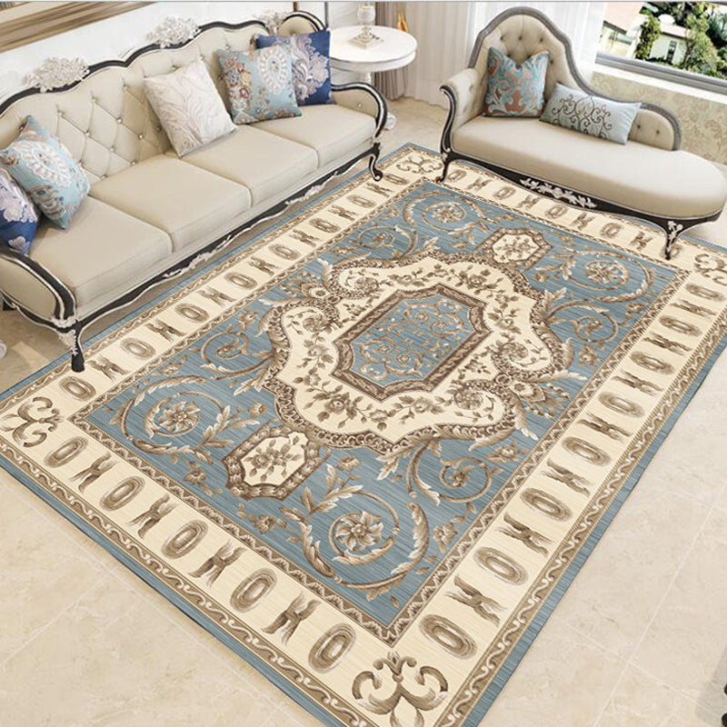 Multicolor Vintage Rug Polypropylene Geometric Area Rug Anti-Slip Backing Washable Carpet for Room