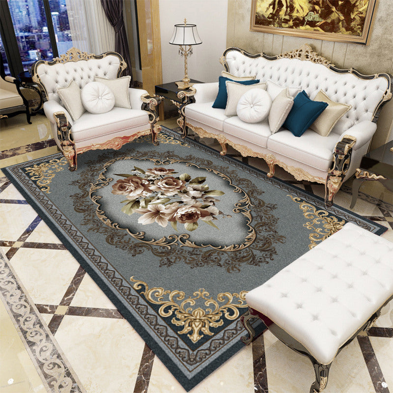 Antique Patterned Rug Multi-Color Polypropylene Indoor Rug Easy Care Washable Carpet for Parlor