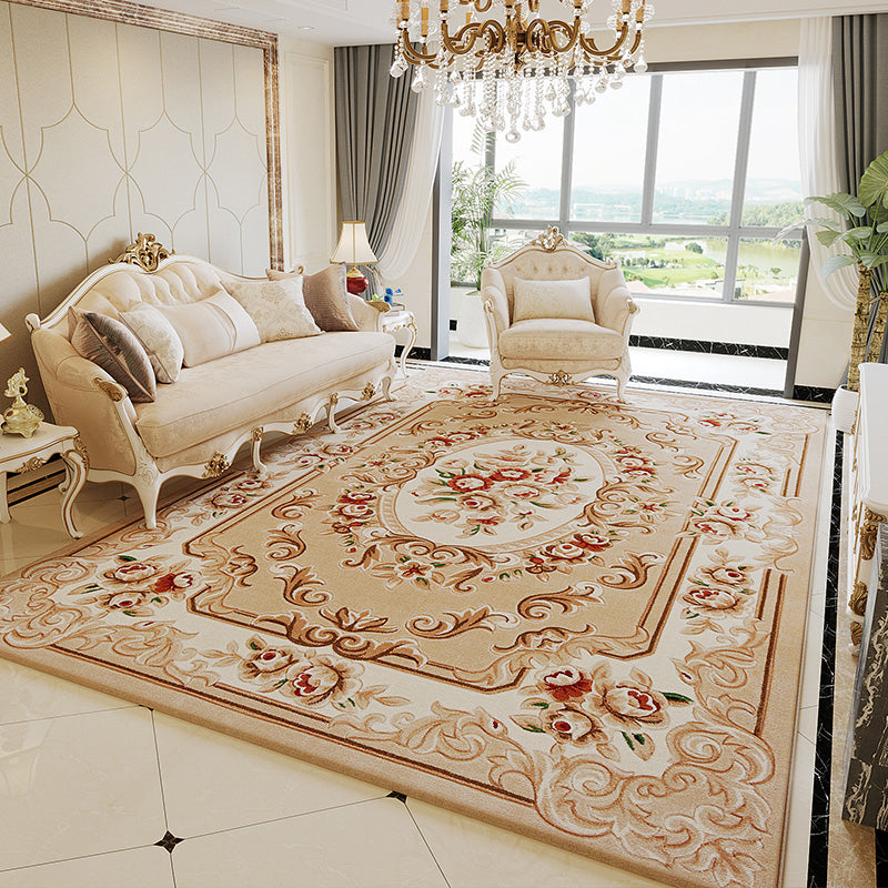 Retro Multicolor Floral Rug Polyster Western Area Rug Easy Care Machine Washable Carpet for Living Room