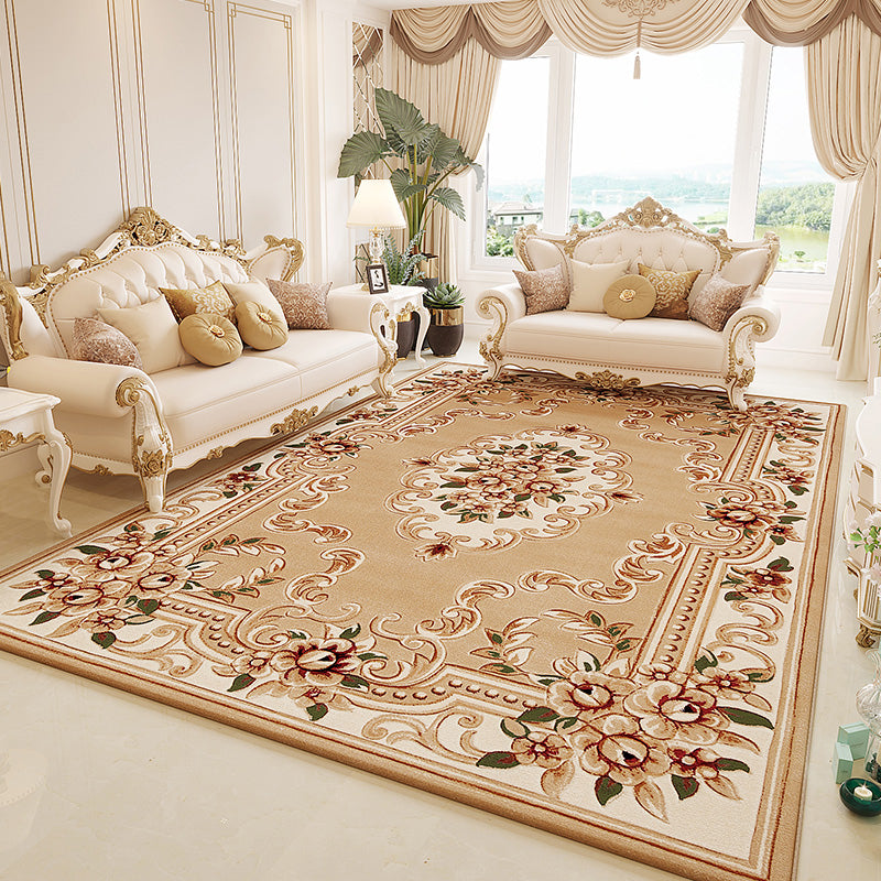 Retro Multicolor Floral Rug Polyster Western Area Rug Easy Care Machine Washable Carpet for Living Room